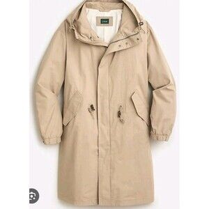 NEW J.Crew Mens $398 Large Heritage Hooded Parka Coat Tan Cotton Oversized BN468
